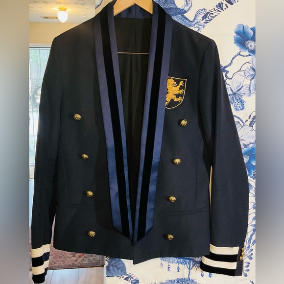 Balmain Paris Authentic Double Breast Deep Navy Blazer with Velvet Trim - Picture 16 of 16